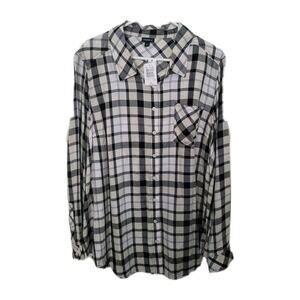 Torrid Women's NWT Milly Ivory Plaid  Button Down Shirt Top Size 3 (3X 22,24)